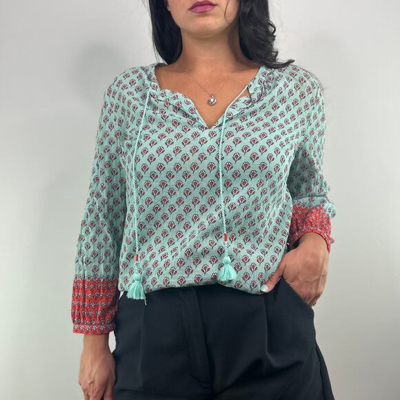 Boden Turquoise Floral Tunic Blouse - Picture 2 of 10